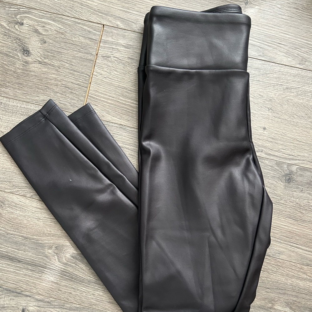 Black leather leggings